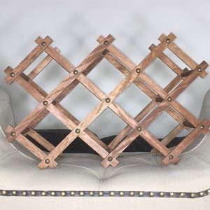 Vintage MCM Solid Wood Accordion Style Wine Rack